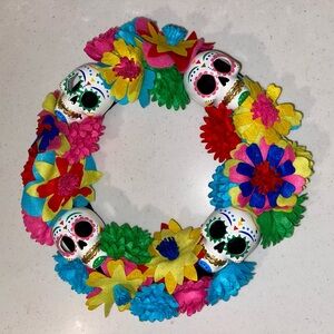 Colorful Skull Holiday Wreath